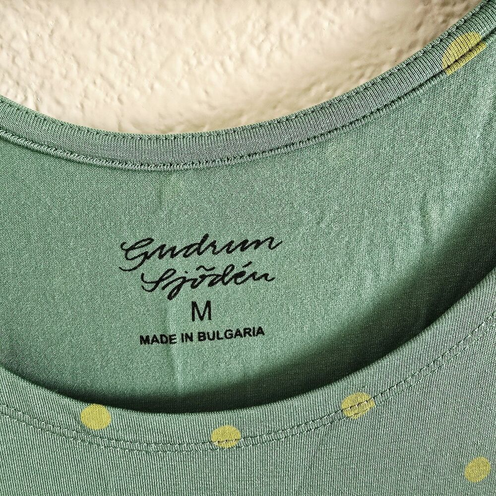 Gudrun Sjoden Lyocel Green Polka Dot Pytte Sleeveless Stretch Summer Dress Sz M - Picture 3 of 9